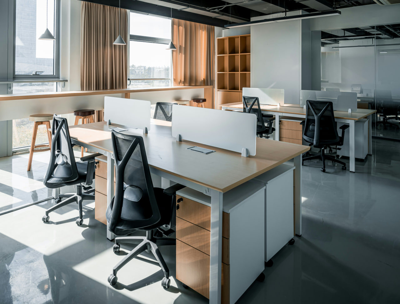 Pristine office workstations and shared tables prepared by Smart Service